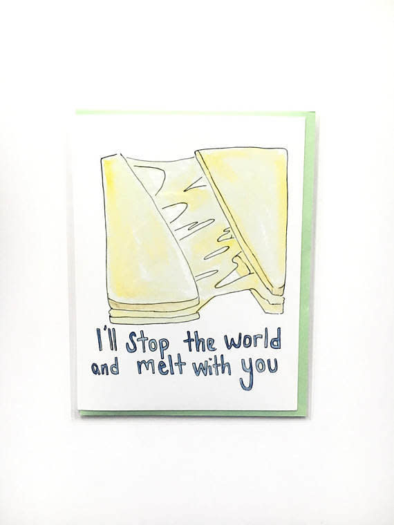 <i>Buy it from <a href="https://www.etsy.com/listing/483394957/grilled-cheese-card-food-pun-notecard" target="_blank">SunniestSideUpShop on Etsy</a>&nbsp;for&nbsp;$4.50</i>