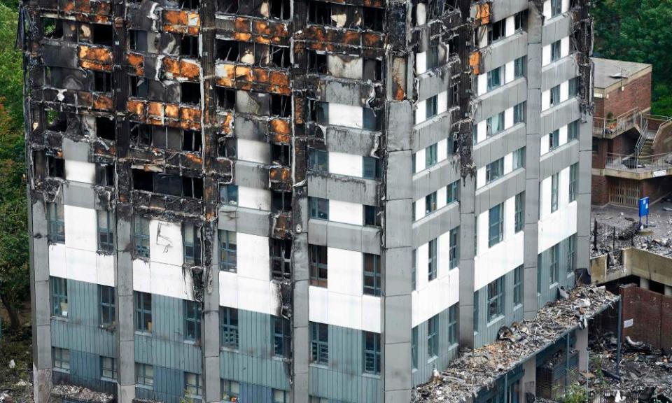 The lower floors of Grenfell Tower. 
