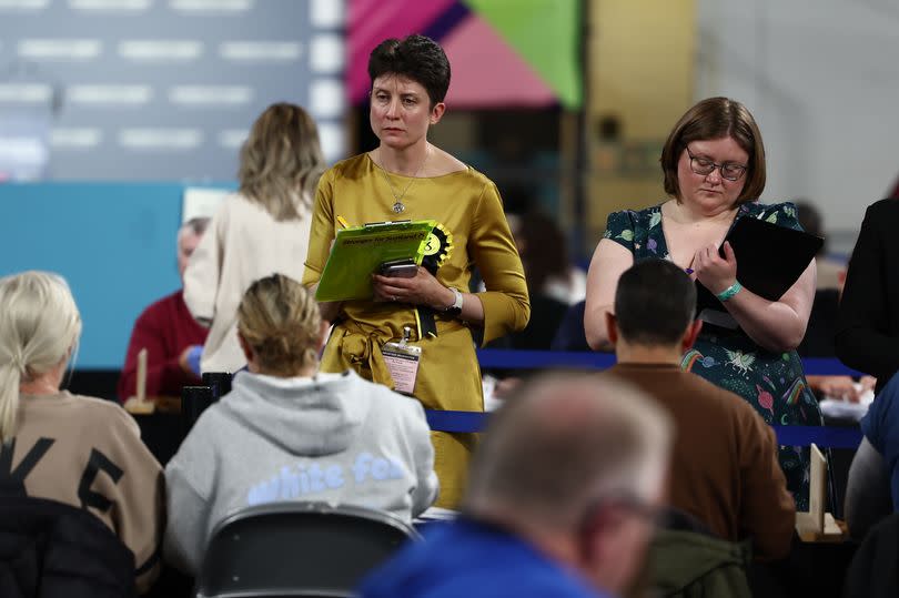 Alison Thewliss, SNP MP for Glasgow Central, looks on as ballots are counted at the Emirates Arena