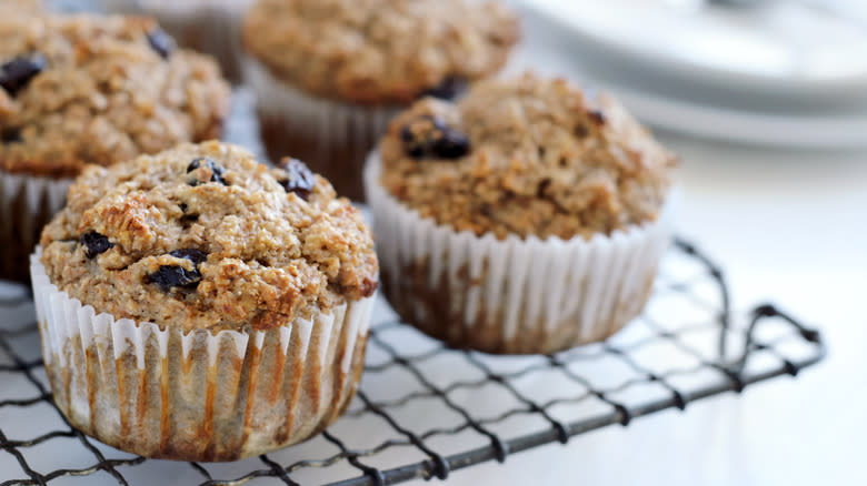 Muffins on a wire rack