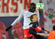 Soccer Football - Bundesliga - RB Leipzig vs Bayern Munich - Red Bull Arena, Leipzig, Germany - March 18, 2018 RB Leipzig's Dayot Upamecano in action with Bayern Munich's Thomas Mueller REUTERS/Matthias Rietschel