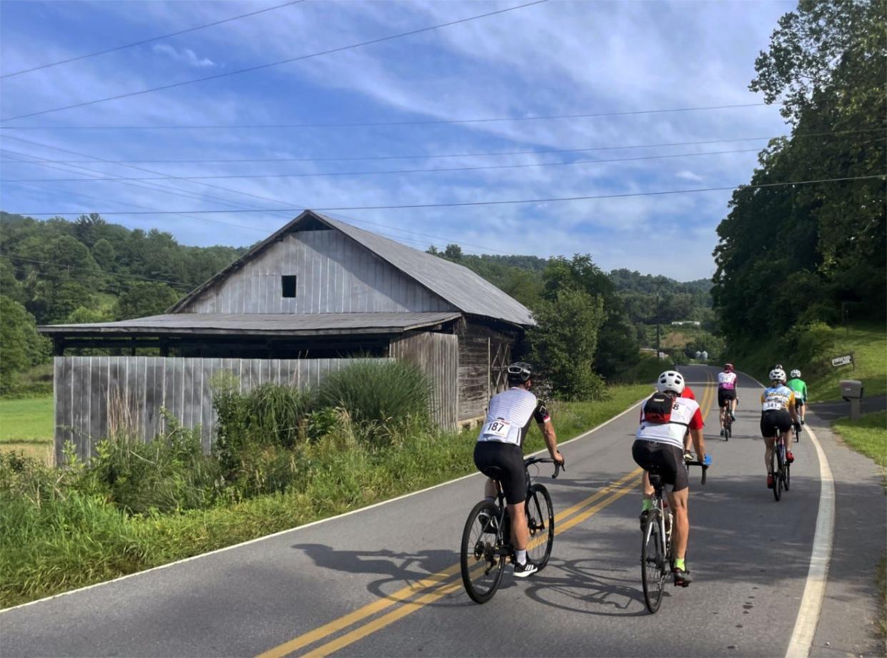 The Hot Doggett 100 starts and ends at Mars Hill University. This year's ride marked the 17th annual event.