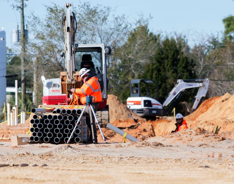 Construction on the new South Santa Rosa County high school, recently dubbed Soundside High School, is currently underway on Wednesday, Jan. 17, 2024. The approximately $110 million facility is slated to open in the fall of 2026.