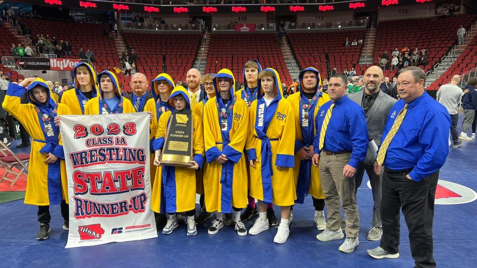 The Wilton boys wrestling team took second at the Class 1A state championships in February.