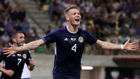 Scott McTominay celebrating Scotland's goal