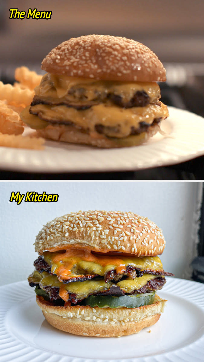 the menu burger vs the author's burger