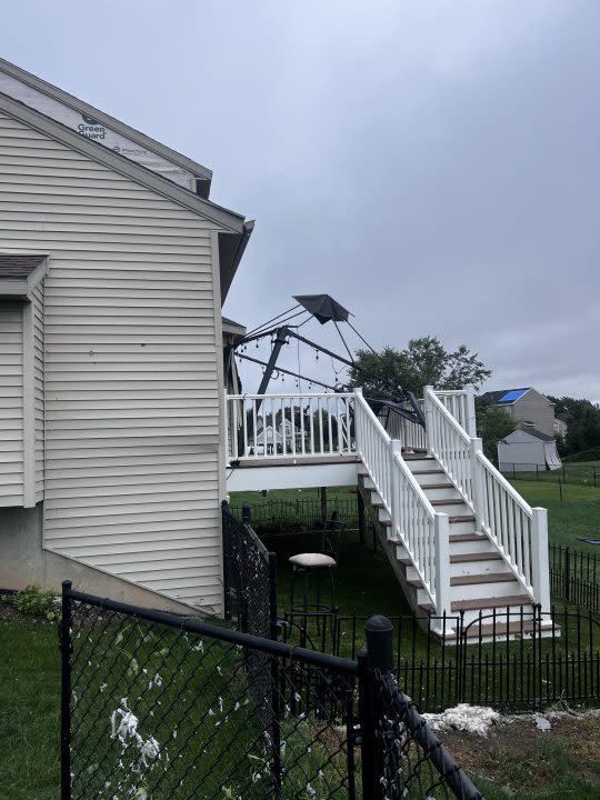 Damage to the Jenkins home on Sandtrap Drive NE off Pine Island Drive in Comstock Park following the Aug. 25, 2023, tornado. (Courtesy Jon Jenkins)