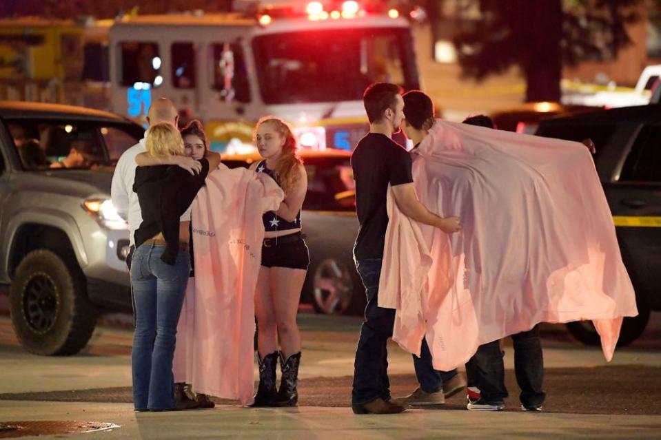 The scene after a mass shooting at a bar in Thousand Oaks, California, on Wednesday