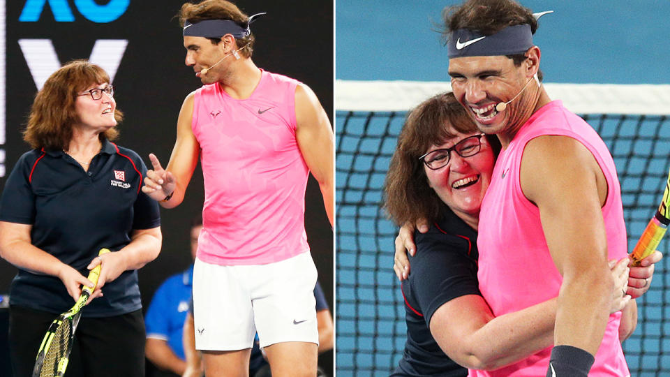 Deb, pictured here teaming up with Rafael Nadal at the Rally for Relief.