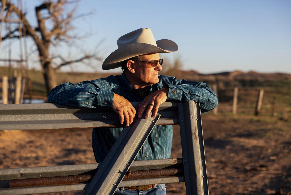 Dale Jenkins poses for a photo inside a cattle pen where he left his livestock prior to the Smokehouse Creek fires on Wednesday, April 3, 2024 in Canadian. “You'd be out there fighting this fire and you're all by yourself,” Jenkins said. “There's not a soul round. But you've got light from the fire line. And you're working at it and concentrating so hard and finally you get to the end you finally put up the last flames and then it's just totally dark and totally quiet is a really it's an interesting feeling.”