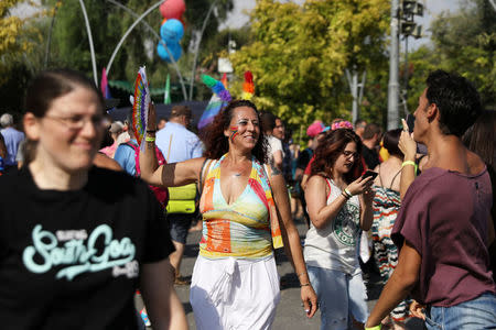 Participants take part in Jerusalem's 17th annual Gay Pride Parade August 2, 2018. REUTERS/Ammar Awad