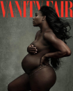 <p>The tennis player took to the cover of <em>Vanity Fair </em>naked to showcase her baby bump. In the magazine’s <a rel="nofollow noopener" href="http://www.vanityfair.com/style/2017/06/serena-williams-cover-story" target="_blank" data-ylk="slk:accompanying interview;elm:context_link;itc:0;sec:content-canvas" class="link ">accompanying interview</a>, the 35-year-old admitted she took six pregnancy tests before telling her partner, Reddit founder Alexis Ohanian, the happy news. <br><em>[Photo: Instagram/Vanity Fair]</em> </p>