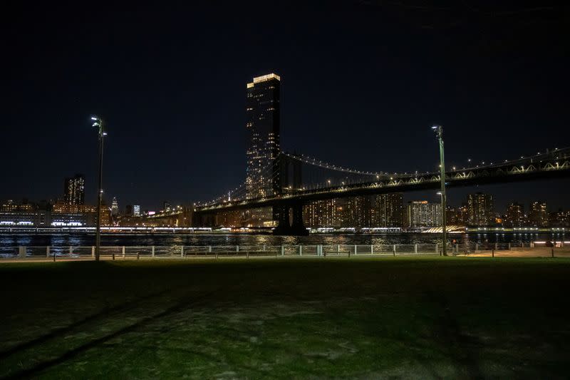 An empty sreet is seen during the outbreak of the coronavirus disease (COVID-19) in Brooklyn