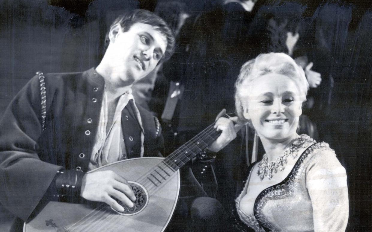 Poison arrow: James Booth and Barbara Windsor in Bart's Twang!! - Shutterstock