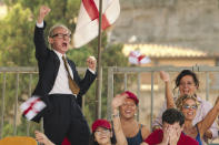 This image released by Netflix shows Bill Nighy in a scene from "The Beautiful Game." (Alfredo Falvo/Netflix via AP)