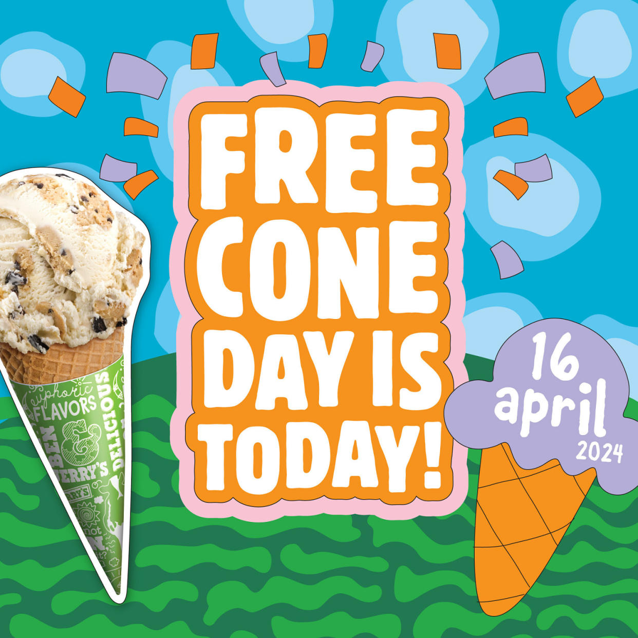 Ben & Jerry’s Free Cone Day returns April 16 all over the world. (Hand-out / Ben & Jerry's)