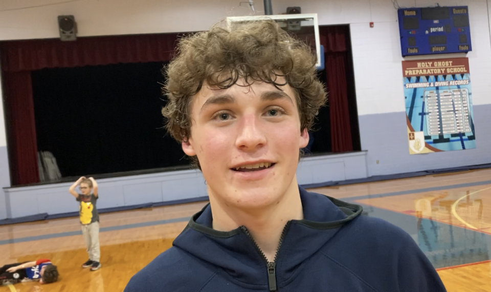 Senior Noah McDermott made a pair of 3-pointers in the second half of Holy Ghost Prep's District One 5A first-round playoff win over Upper Moreland.