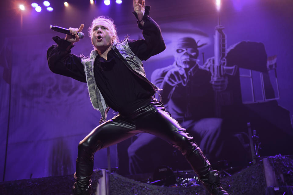 SUNRISE, FL- JULY 18: Bruce Dickinson and Iron Maiden opened their U.S. Tour at the BB&T Center in Sunrise, Florida, July 18, 2019. (Photo by Ron Elkman/USA TODAY NETWORK/Sipa USA)