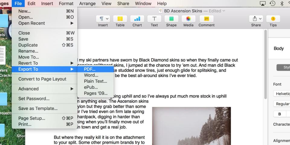 How to convert Pages to PDF on Mac 1