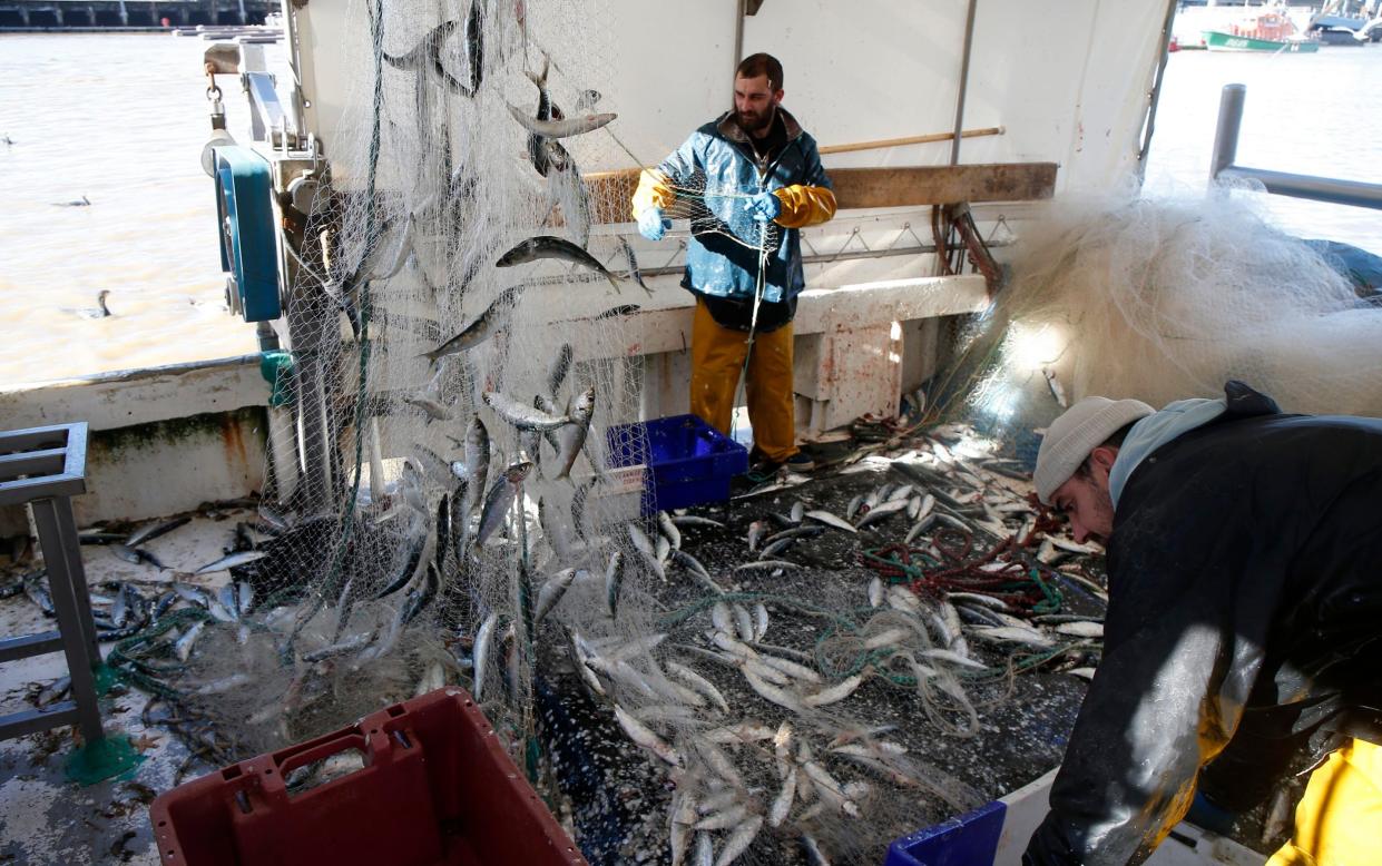 French fishermen sort their catch in Boulogne - Michel Spingler/AP Photo