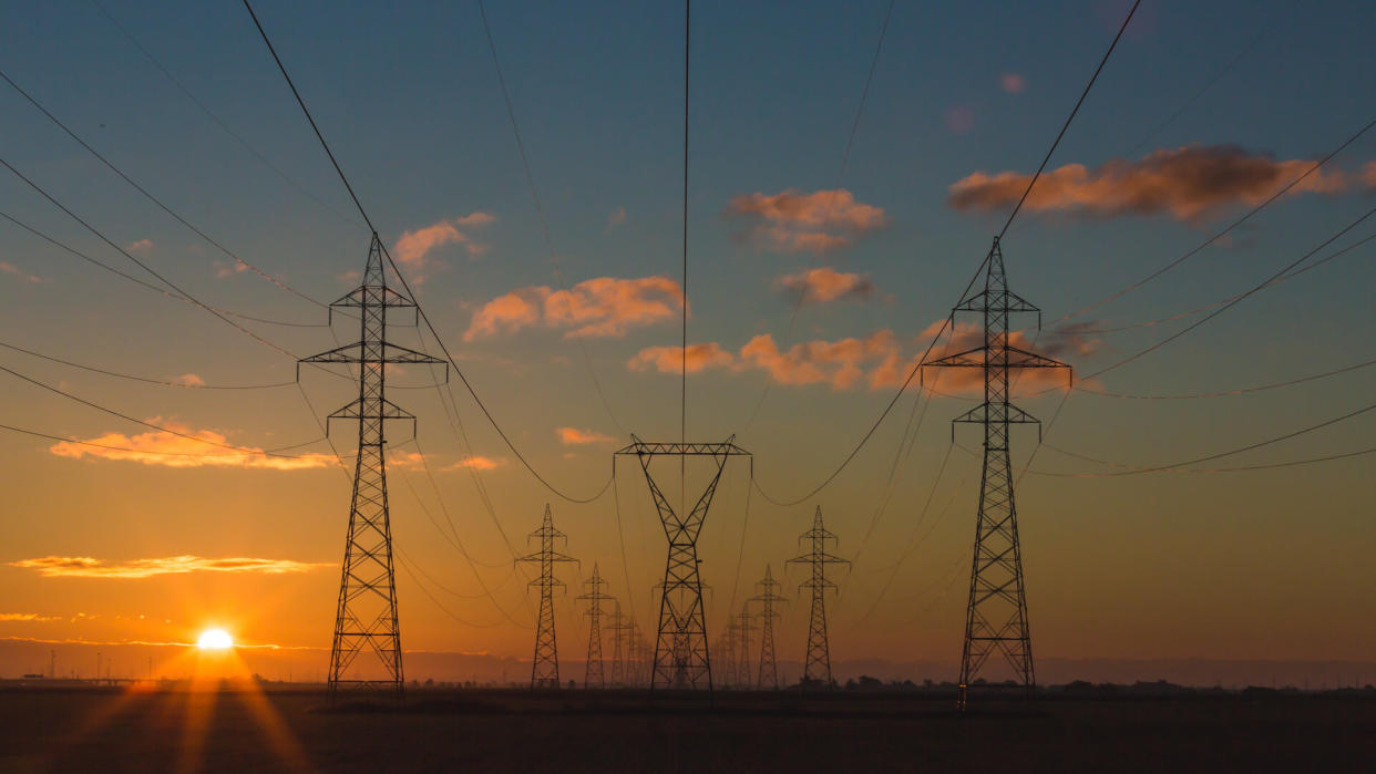 power lines and electricity towers