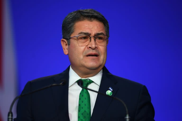 Juan Orlando Hernández, cuando era presidente de Honduras, el 1 de noviembre de 2021 en Glasgow, Reino Unido (ANDY BUCHANAN)