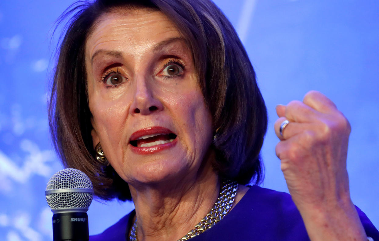 House Speaker Nancy Pelosi speaks at the Center for American Progress Ideas Conference in Washington, D.C., on Wednesday. (Kevin Lamarque/Reuters)