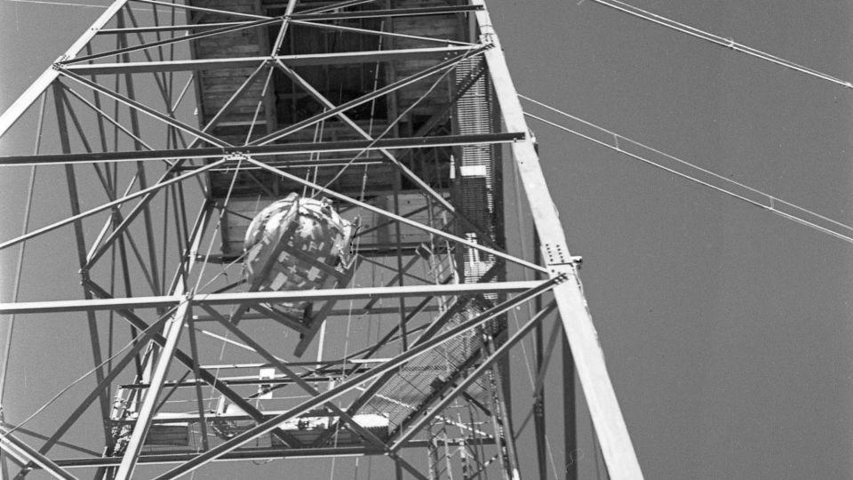 The Gadget was hoisted to the top of a 100-foot steel tower. The height would give a better indication of how the weapon would behave when dropped from a bomber, as detonation in the air would maximize the amount of energy applied directly to the target. - Los Alamos National Laboratory