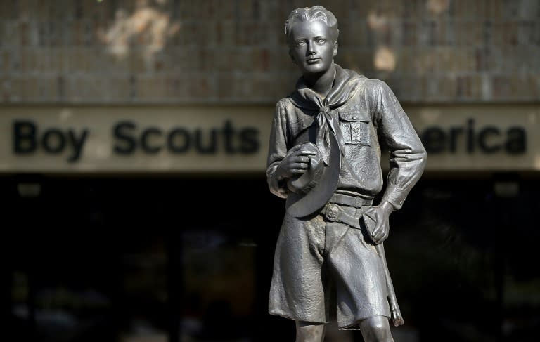 A statue outside the Boy Scouts of America Headquarters in Irving, Texas