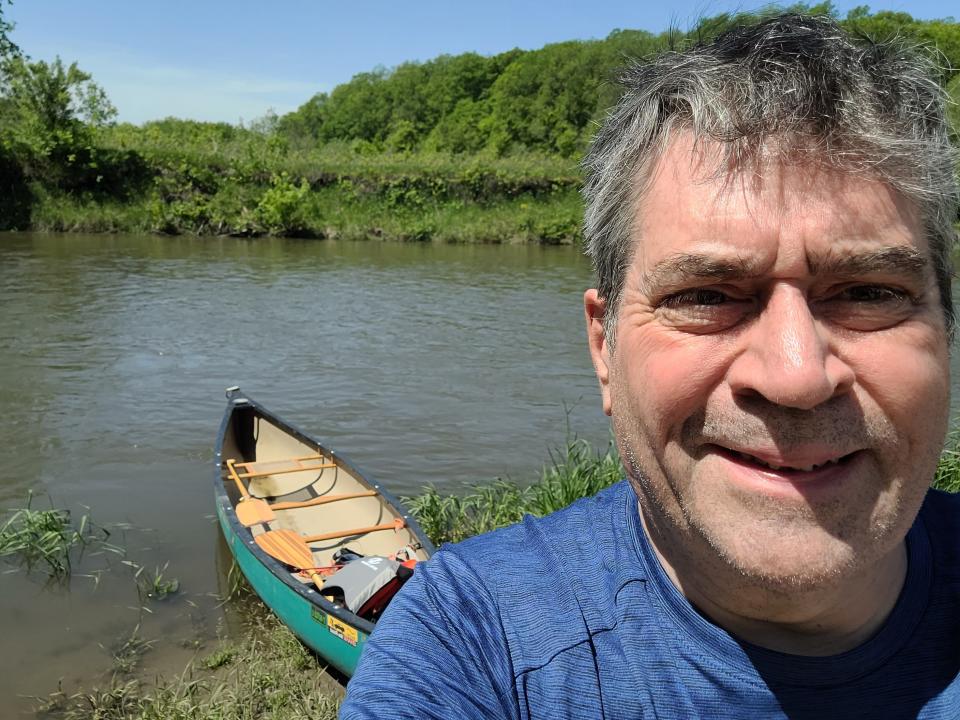 Here I am paddling down the Middle Raccoon River between Panora and Redfield.