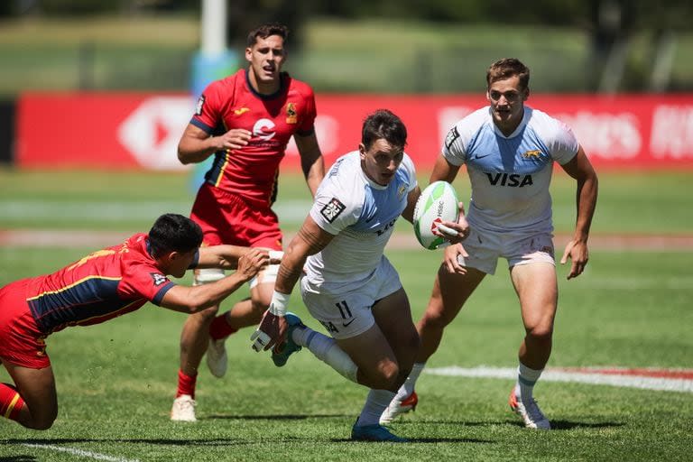 Luciano González anotó dos tries en el triunfo de los Pumas 7s ante España, en el Seven de Ciudad del Cabo