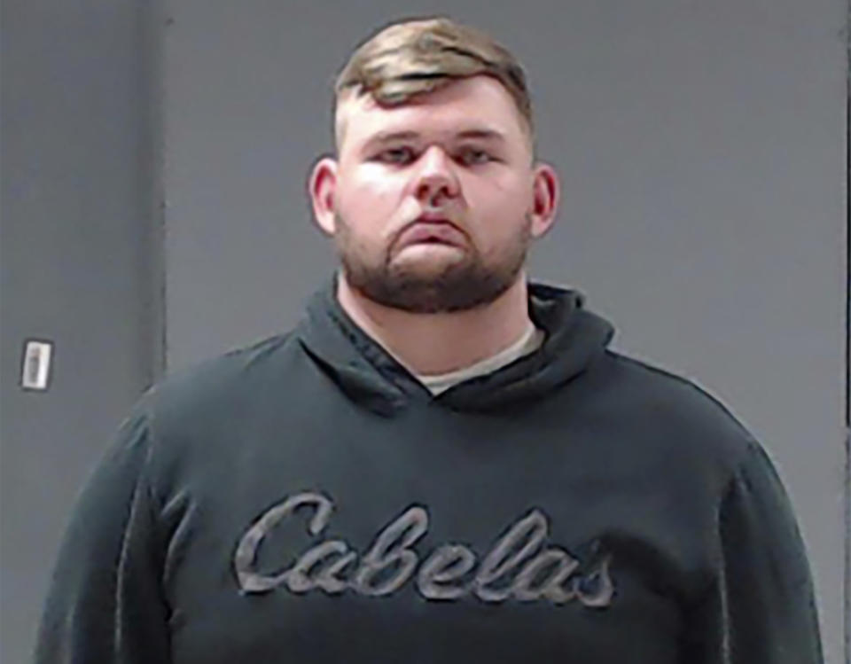 Booking photo of Wolfe City Police Officer Shaun Lucas on Monday, Oct. 5, 2020.  (Hunt County Sheriff's Office via AP)