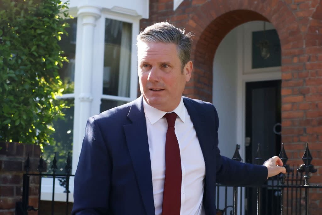 <p>Labour Party leader Keir Starmer leaves his home after the Conservative Party wins a landslide stronghold in Hartlepool</p> (AFP via Getty Images)