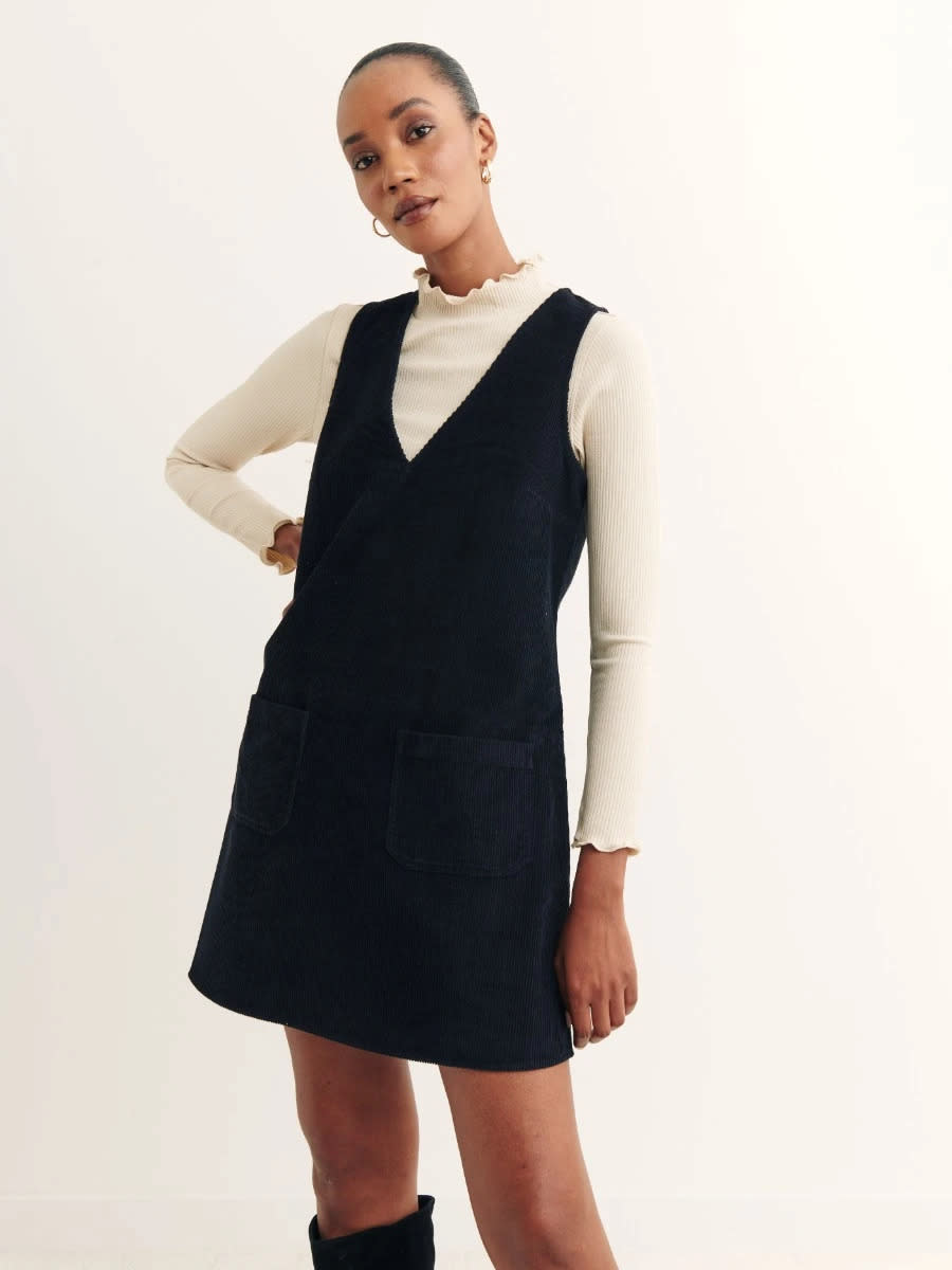 Wear this 60s-inspired pinafore with a thick roll neck jumper underneath, or a pussy bow blouse. Cute. (Nobody's Child)