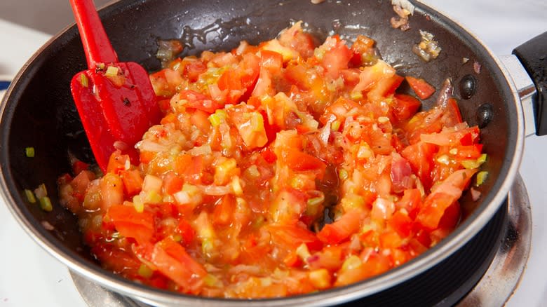 Colombian hogao sauce in pan