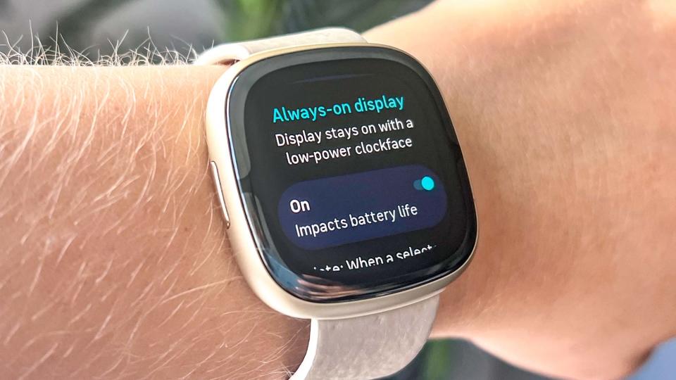 Fitbit Sense 2 showing the Always-on display settings