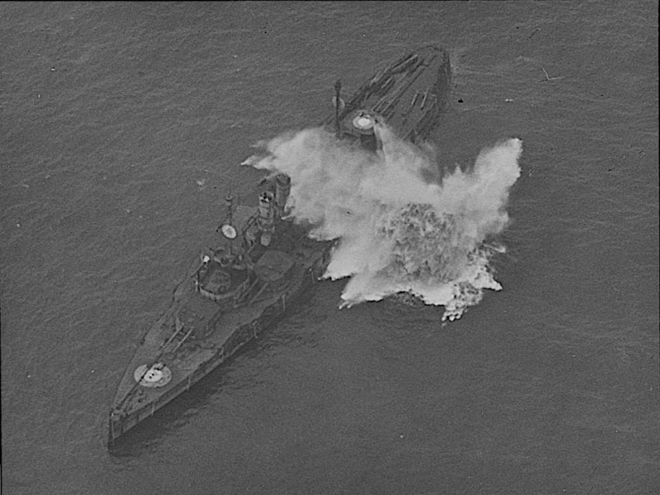 German battleship Ostfriesland bombing test
