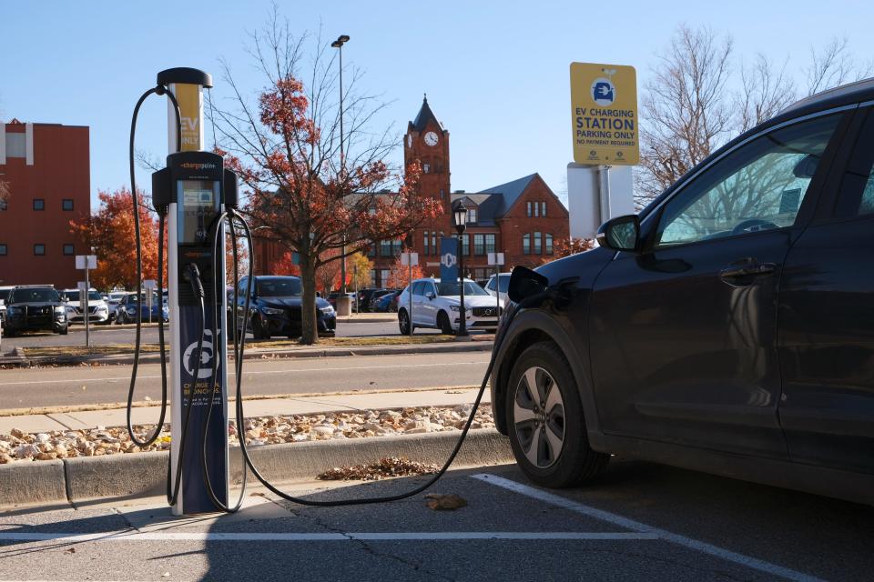 Electric vehicle (EV) charging station at the University of Central Oklahoma (UCO) Wednesday, Dec. 6, 2023