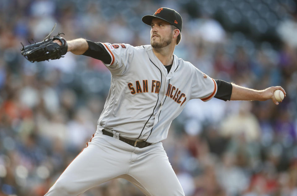 Milwaukee Brewers get pitching help by acquiring Drew Pomeranz from Giants. (AP Photo/David Zalubowski)