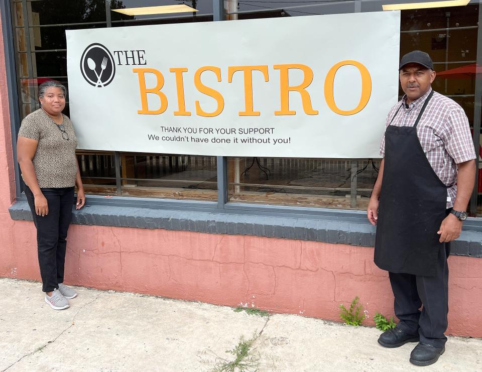 Owner Carolyn Parker and head chief Charles McCurdy are pictured outside The Bistro, a new restaurant in downtown Gadsden that opened in August at 110 N. First St.