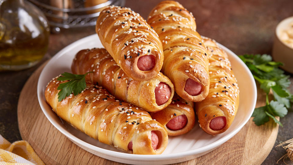 Bagel dogs served on a plate