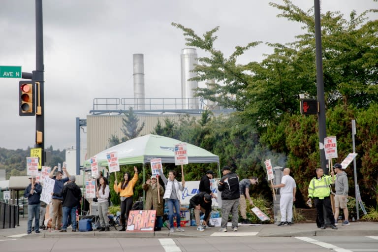 Un piquet de grève près de l'usine Boeing à Renton le 16 septembre 2024 (Yehyun Kim)