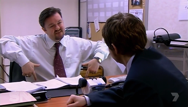 Gervais as David Brent in The Office