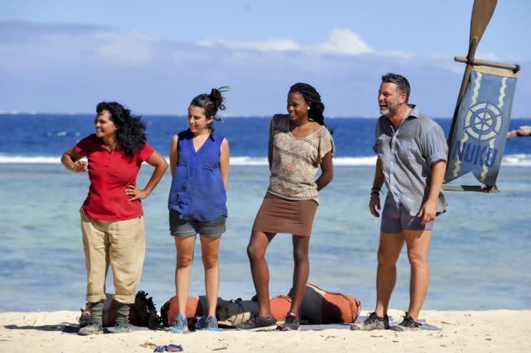 Diaz-Twine, Aubry Bracco, Michaela Bradshaw and Jeff Varner (Credit: Jeffrey Neira/CBS)