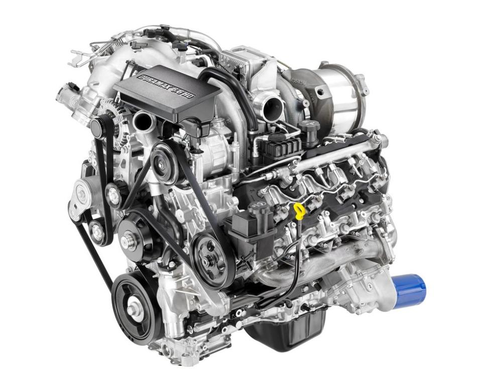 <img src="engine-duramax.jpg" alt="A Duramax diesel engine that powers the 2020 Chevrolet 2500/3500 HD pickup trucks">