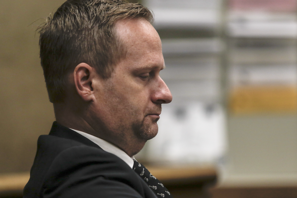 Defense attorney Tim Osman appears during the murder trial against his client, Stephen Deflaun, in San Luis Obispo Superior Court on Mar. 30, 2023.