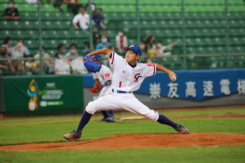 今日擔任先發投手及開路先鋒的吳聖智。（中華棒協提供）