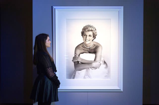 Princess Diana's on the cover of British Vogue in 1990, seen here at a 2016 exhibition in London