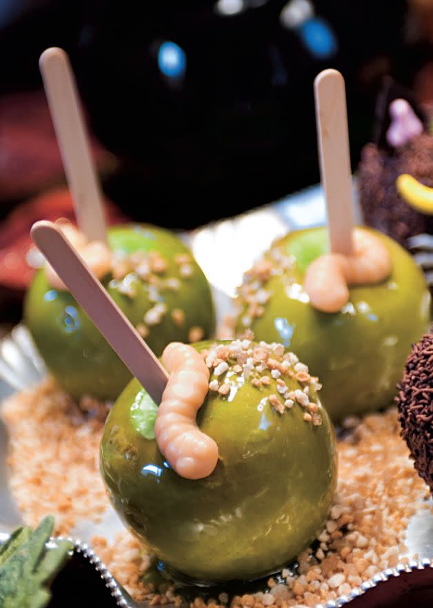 Candy Apples with Gummy Worms