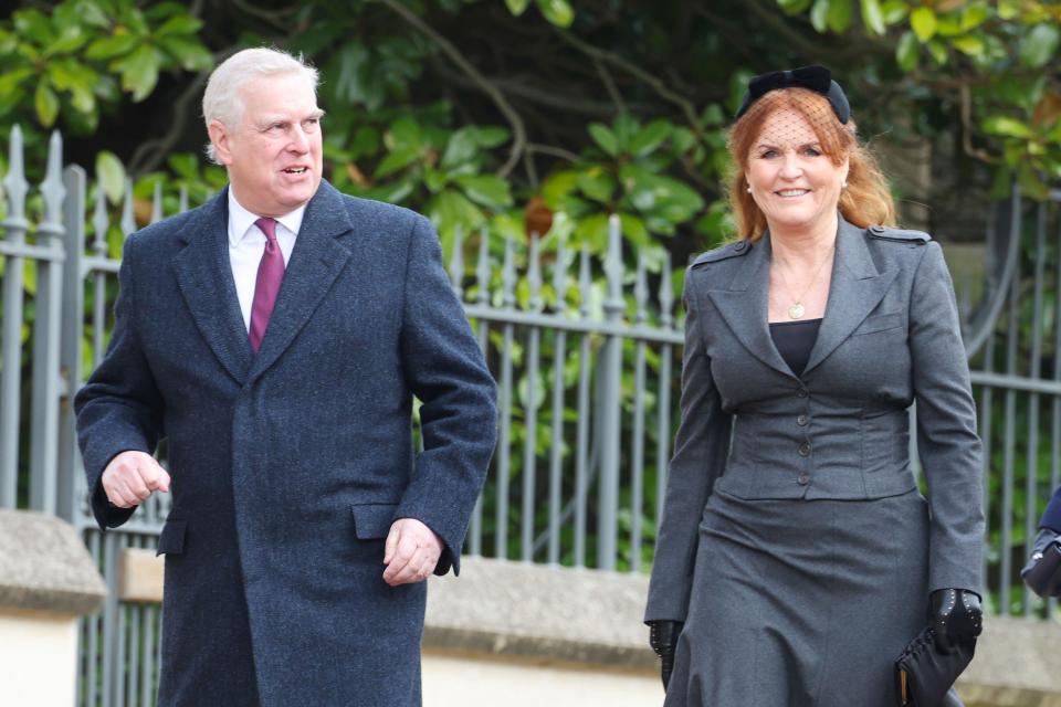 The Duke of York and Sarah, Duchess of York attend a thanksgiving service for the life of King Constantine of the Hellenes at St George's Chapel, in Windsor Castle, Berkshire. Picture date: Tuesday February 27, 2024.